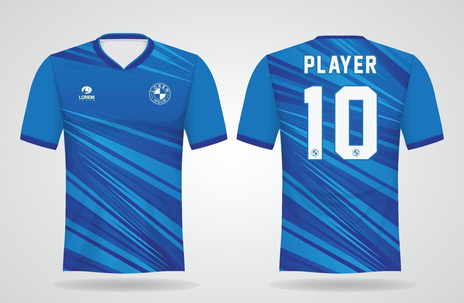 blaue Sporttrikotschablone für Mannschaftsuniformen und Fußball-T-Shirt Design vektor