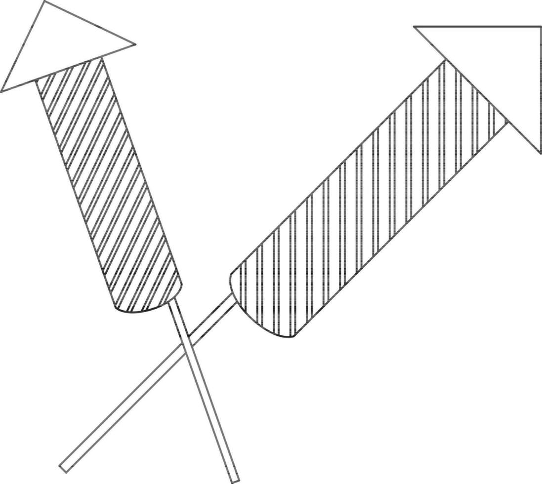 Rakete Symbol zum Feuerwerk Konzept im Schlaganfall. vektor