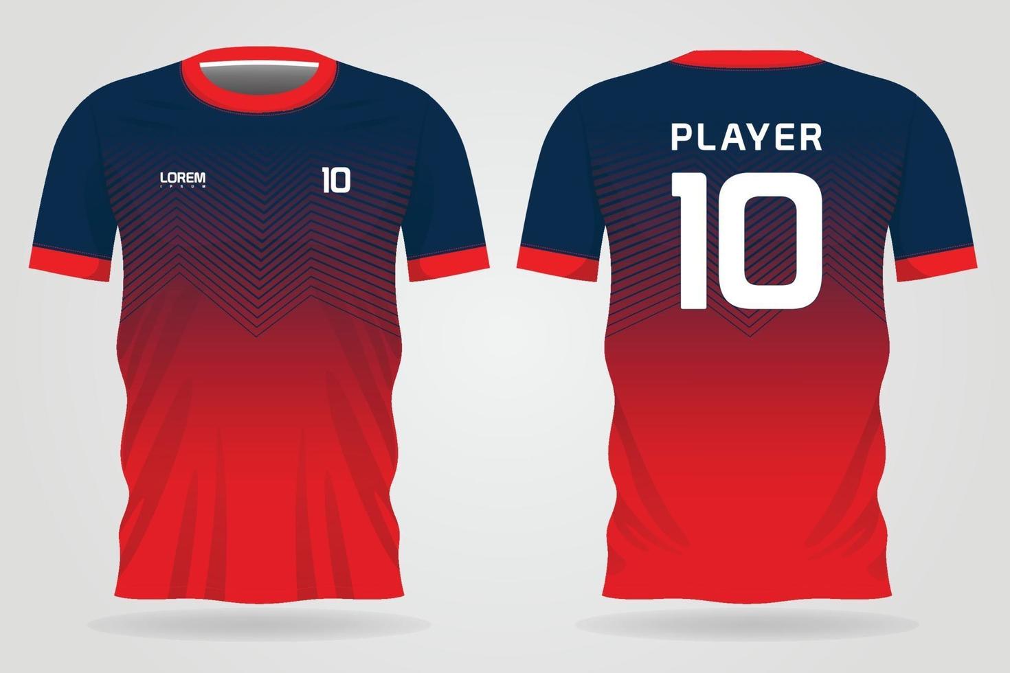 blå röd sport jersey mall för lag uniformer och fotboll t-shirt design vektor
