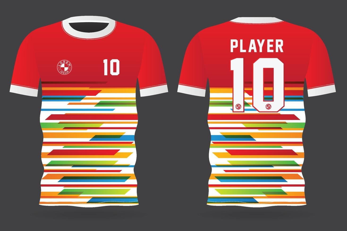 bunte Sporttrikotschablone für Mannschaftsuniformen und Fußball-T-Shirt Design vektor
