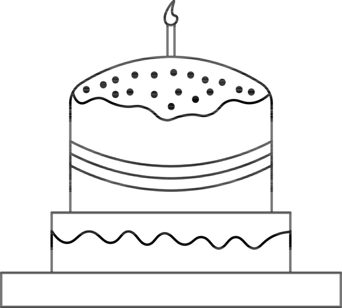 dekorativ Kuchen mit Verbrennung Kerze Symbol im eben Stil. vektor