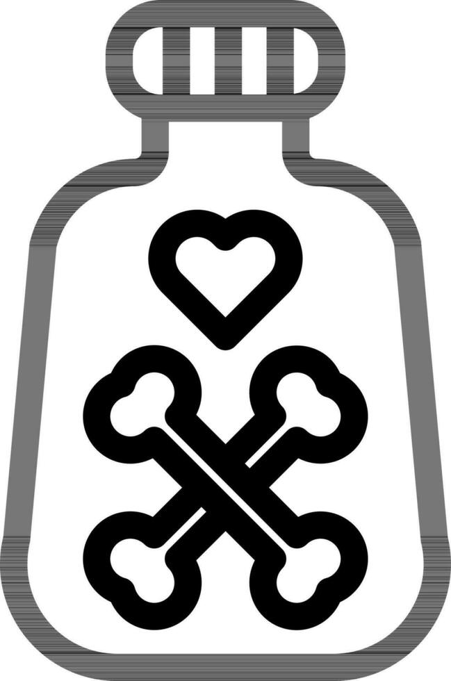 vektor illustration av kärlek förgifta burk ikon i tunn linje konst.