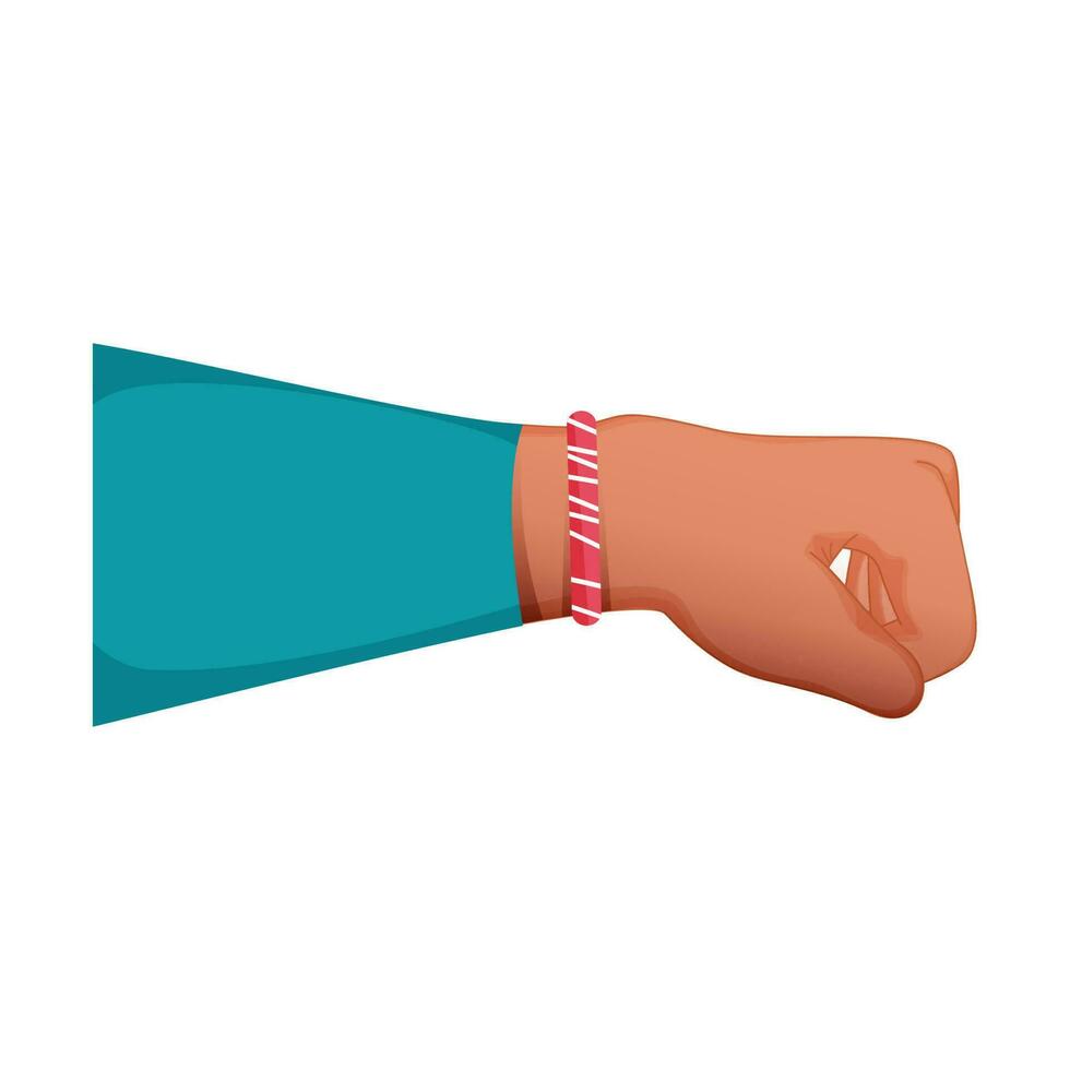 vektor illustration av röd handledsband på hand.