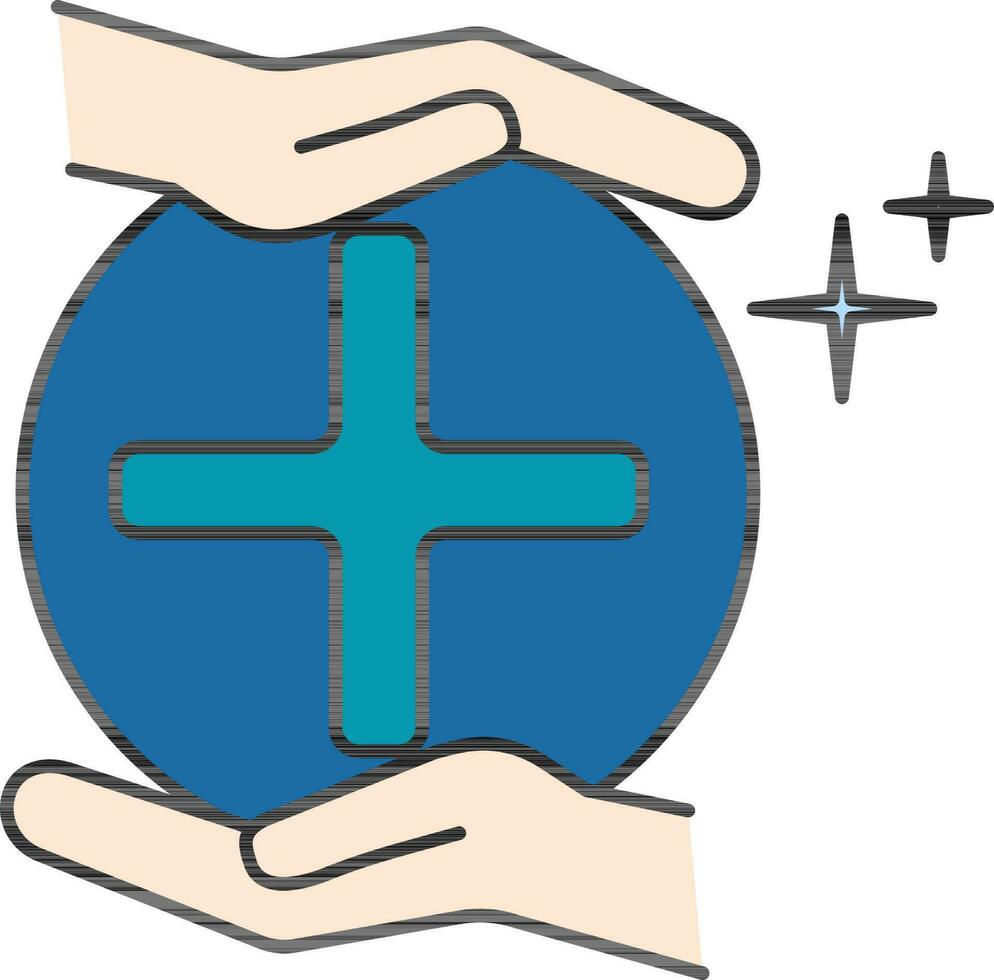 platt stil sjukvård händer ikon eller symbol. vektor