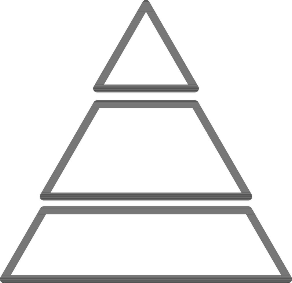 Linie Kunst drei Niveau Pyramide Symbol im eben Stil. vektor