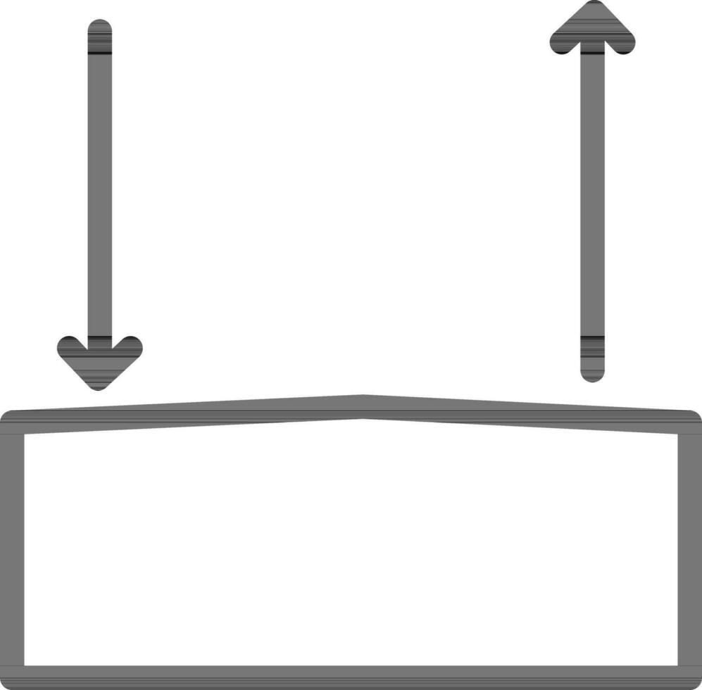 svart linje konst illustration av upp och ner pil med låda ikon. vektor