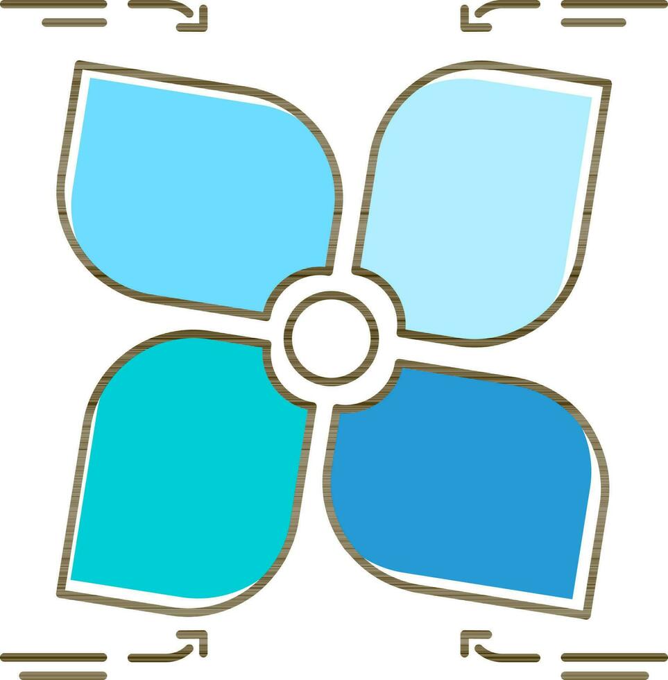 blå blomma form infographic Diagram ikon i platt stil. vektor