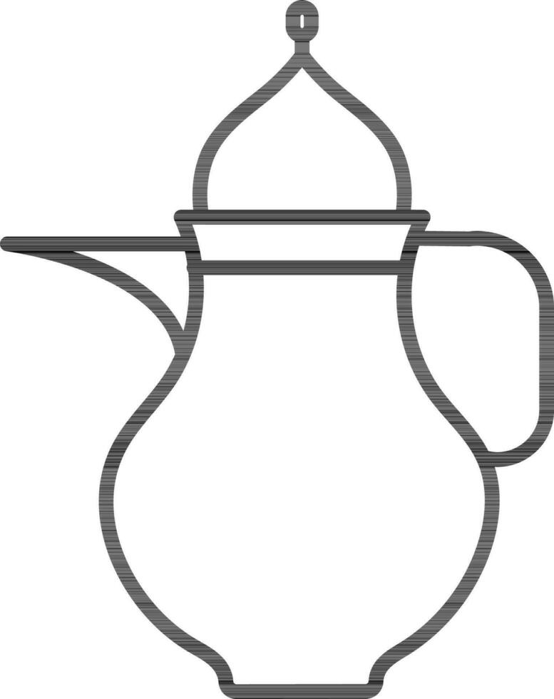 schwarz Linie Kunst Arabisch Krug Symbol im eben Stil. vektor