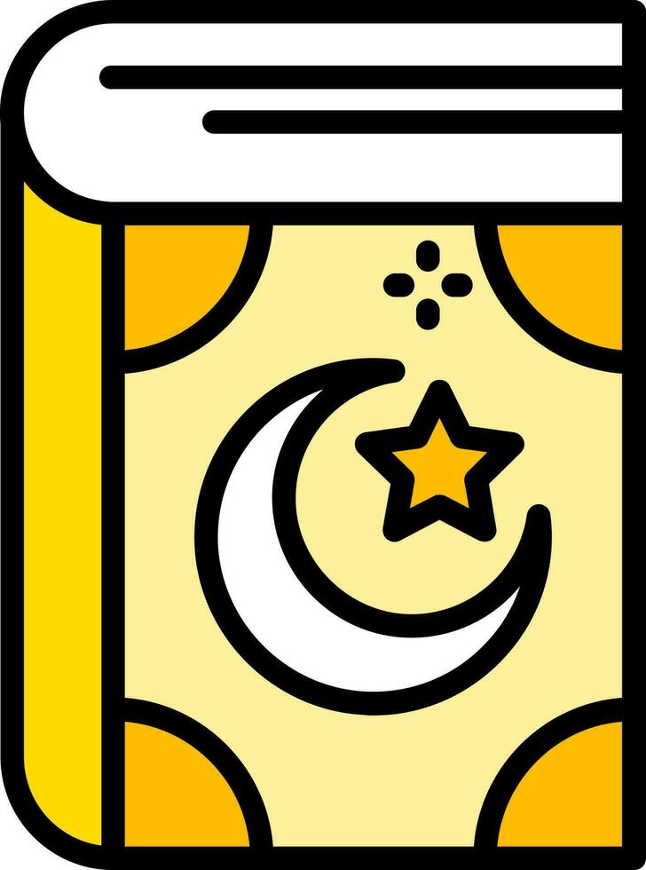 quran bok ikon ikon i gul och svart Färg. vektor