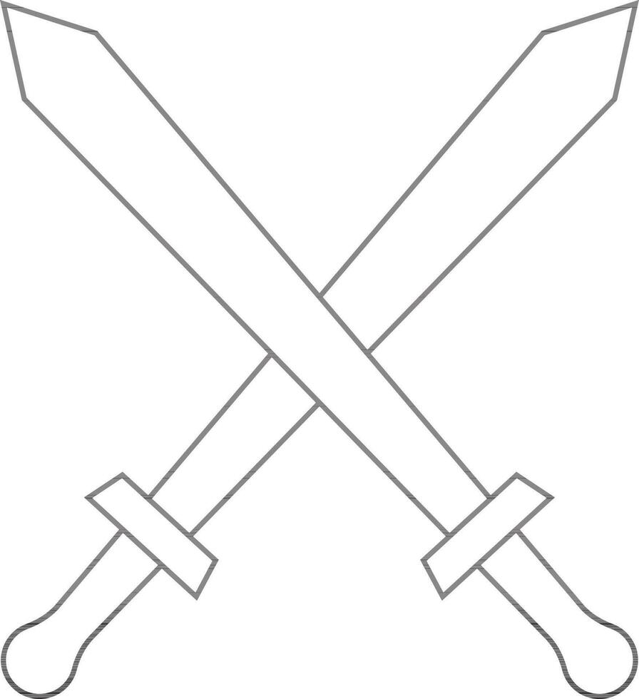 schwarz Linie Kunst Schwerter auf Weiß Hintergrund. vektor