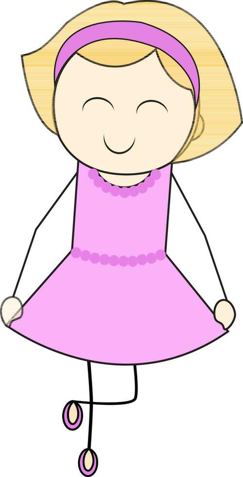 tecknad serie flicka karaktär bär rosa klänning. vektor