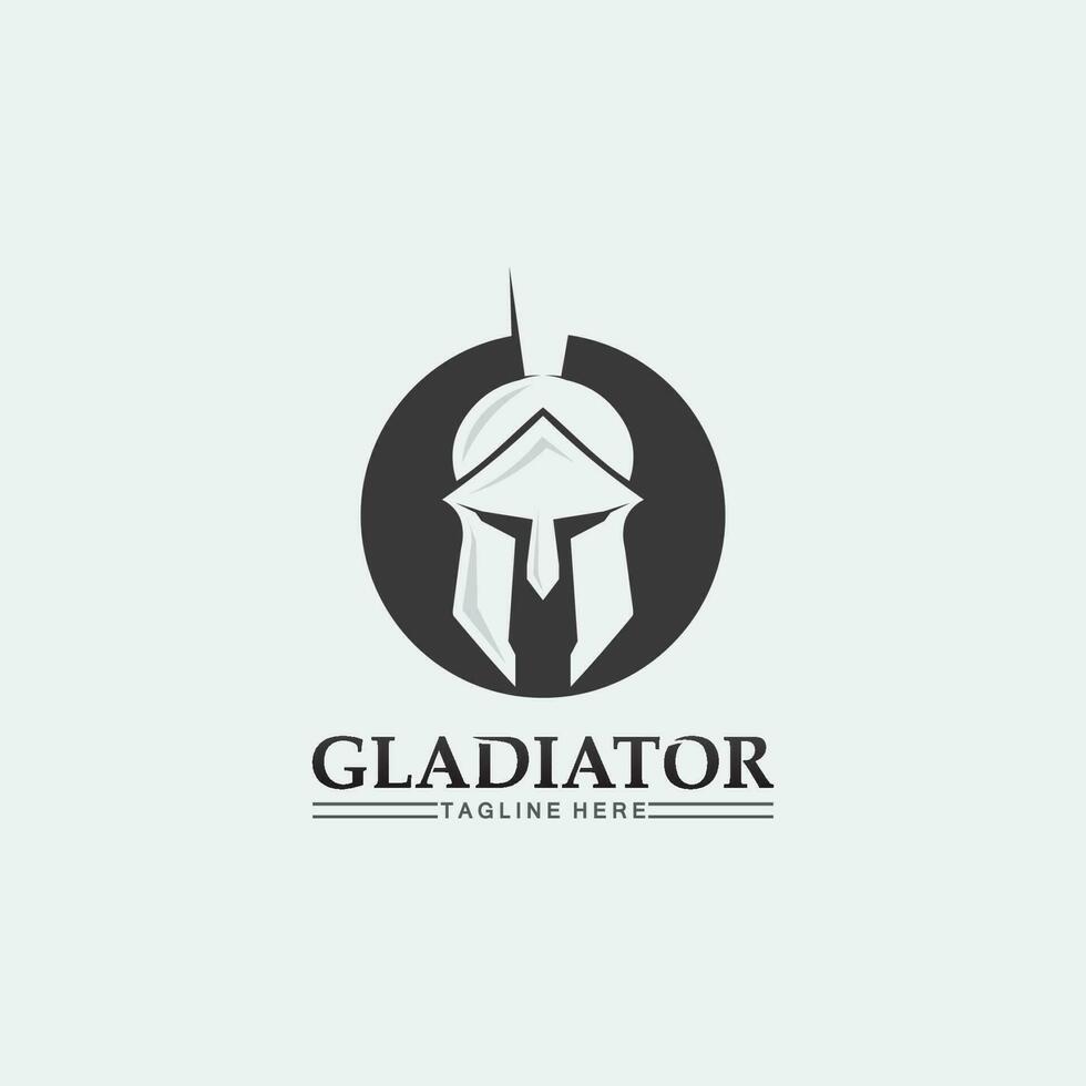 spartansk hjälm, gladiator logotyp mall vektor ikon design, huvud ikon krigare, soldat