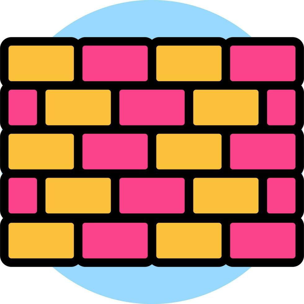 tegel vägg ikon i rosa och gul Färg. vektor