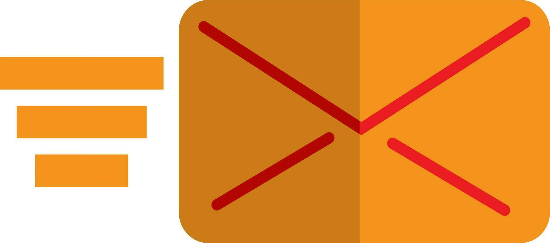 platt stil e-post symbol i gul och röd Färg. vektor