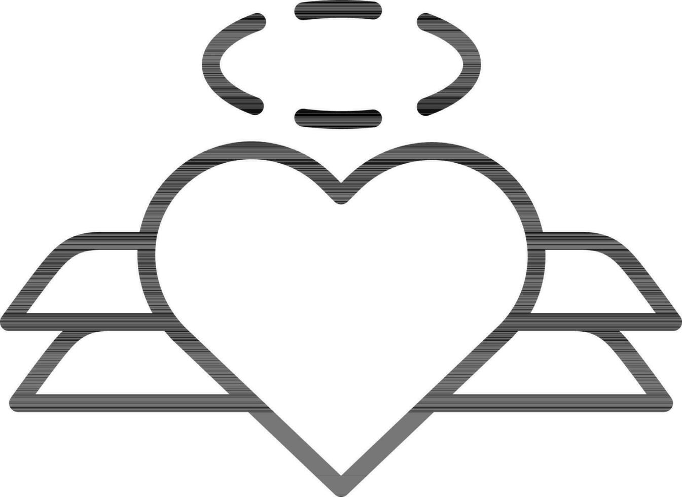 svart linje konst illustration av kärlek ängel ikon. vektor
