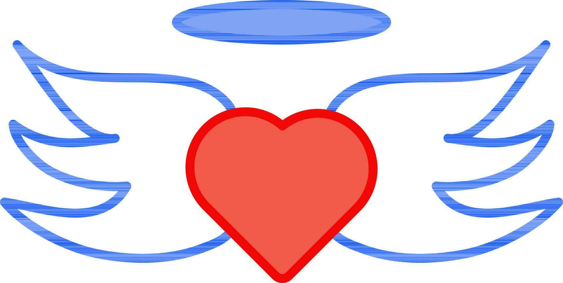 platt stil kärlek ängel ikon i blå och röd Färg. vektor