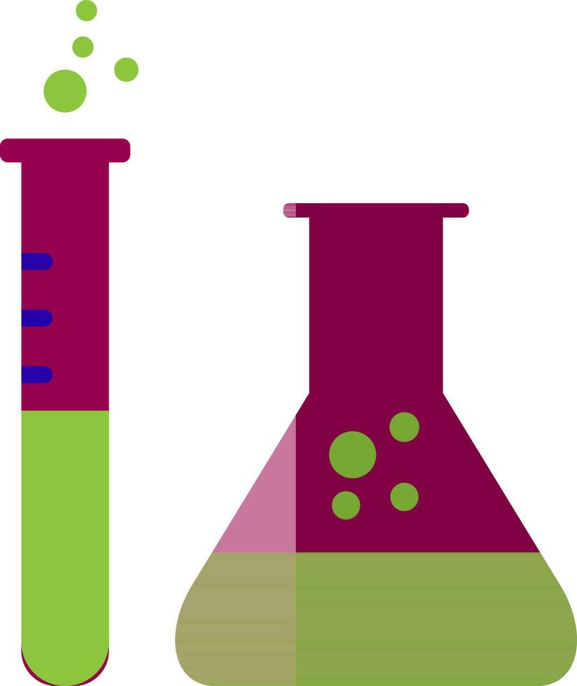 Grün und Rosa Becherglas mit Prüfung Rohr. vektor