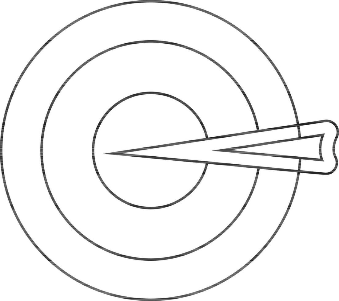 schwarz Linie Kunst Ziel Pfeil mit Volltreffer. vektor