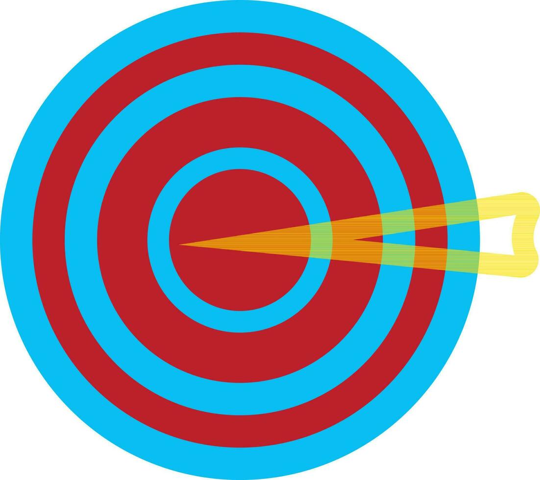Gelb Ziel Pfeil mit Blau und rot Volltreffer. vektor