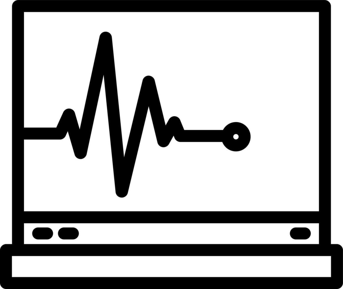 ecg visa maskin ikon i svart linje konst. vektor