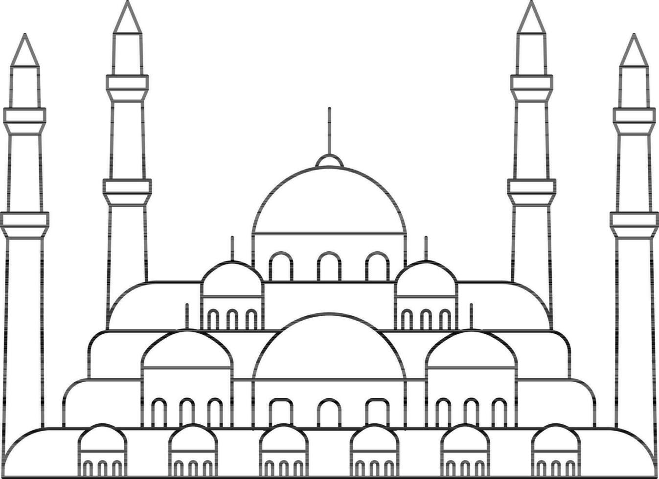 schwarz Linie Kunst Moschee Symbol im eben Stil. vektor