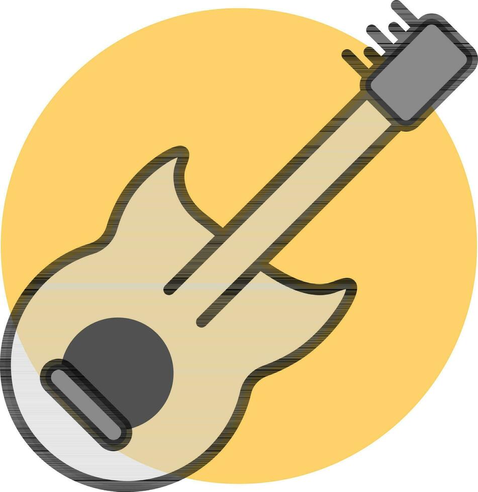 grå gitarr ikon på gul cirkel bakgrund. vektor