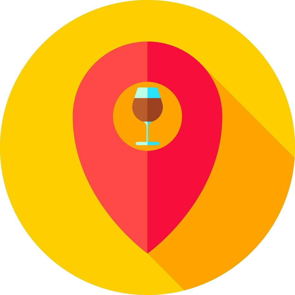 rot trinken Bar Ort Punkt Symbol auf Gelb Hintergrund. vektor