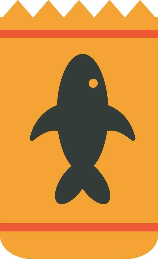 Fisch Essen Paket Symbol im Orange und schwarz Farbe. vektor