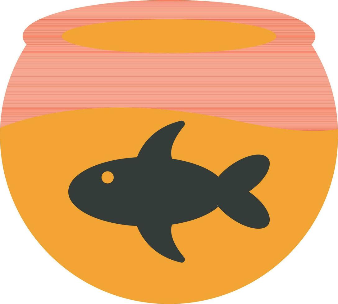 platt stil svart fisk i skål ikon eller symbol. vektor