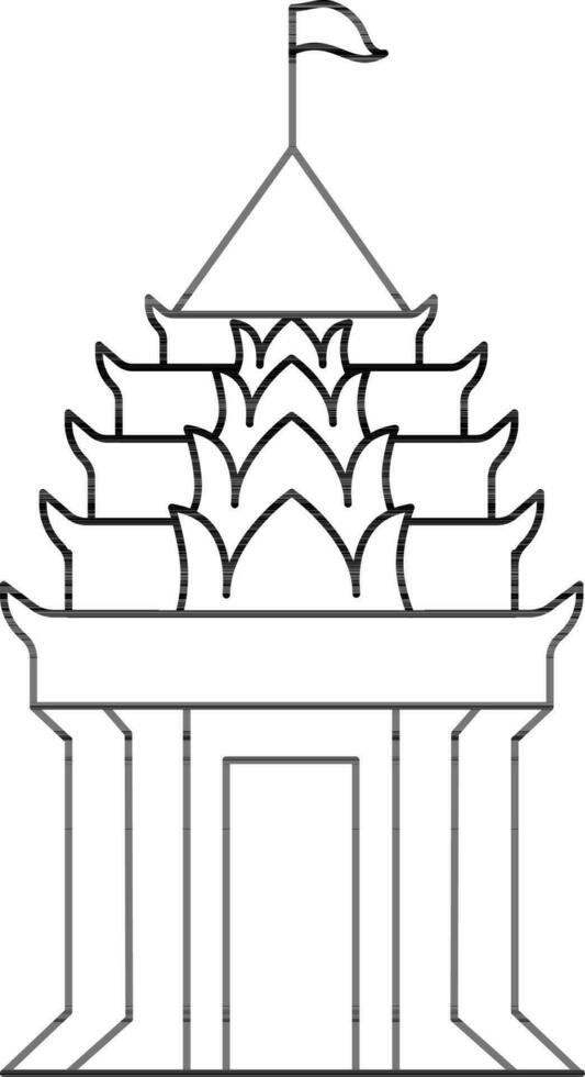 hinduism tempel ikon i svart linje konst. vektor