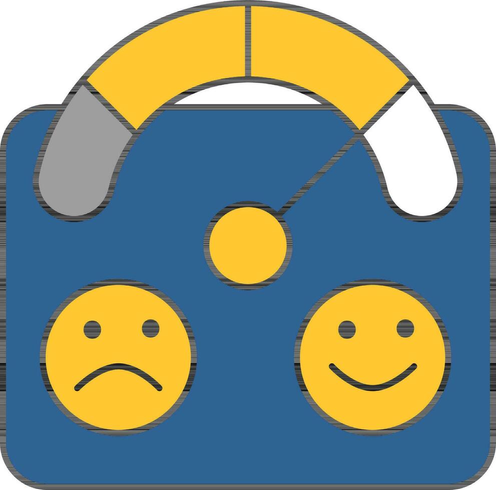 Emotion Tachometer Symbol im Blau und Gelb Farbe. vektor