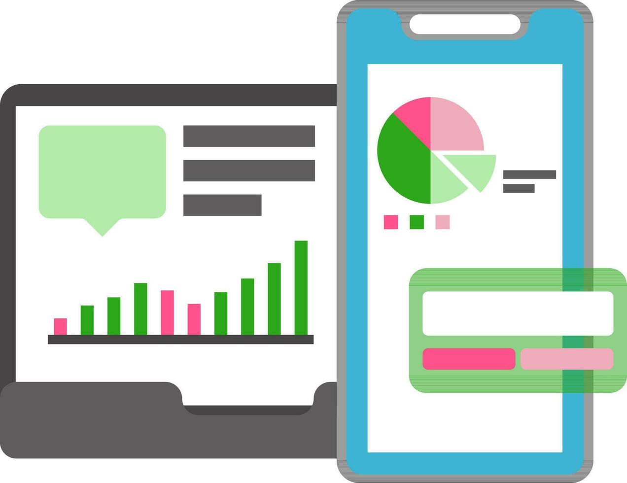 online Zahlung mit Anerkennung Karte Daten Infografik Diagramm im Smartphone Bildschirm Symbol oder Symbol. vektor