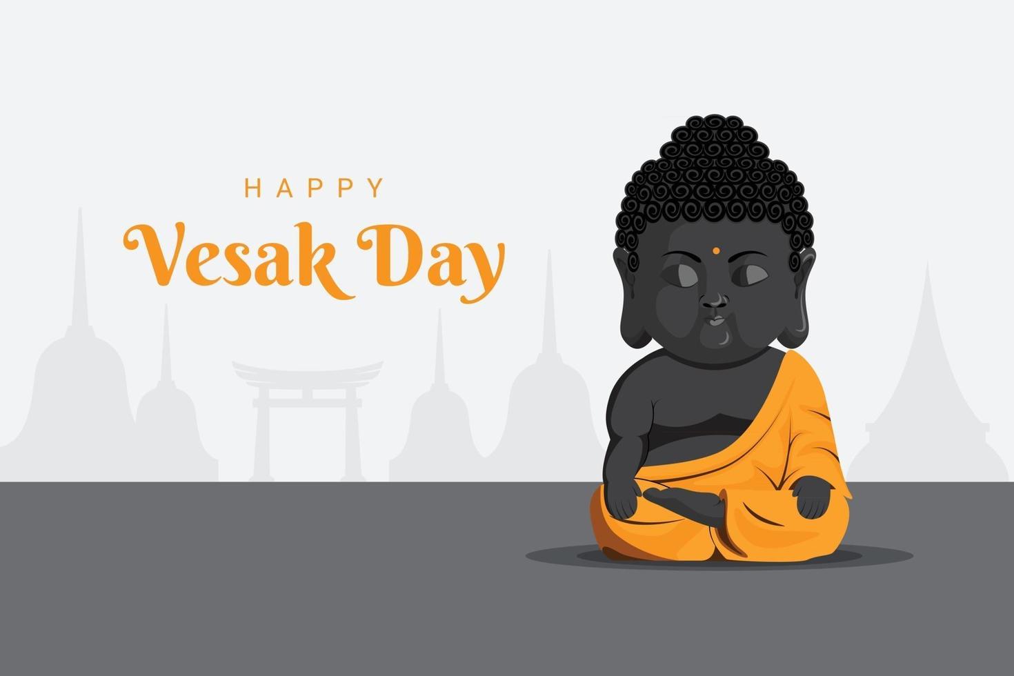 glad vesak dag baby munk meditation pose vektor