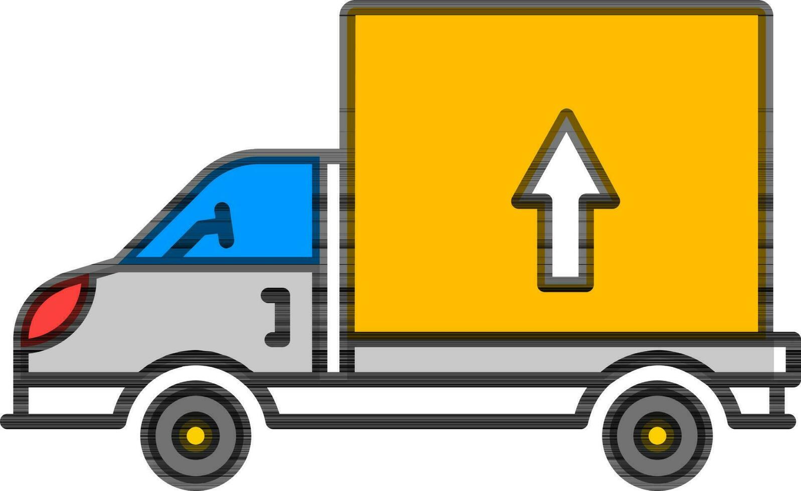 exportera eller importera leverans lastbil färgrik ikon i platt stil vektor