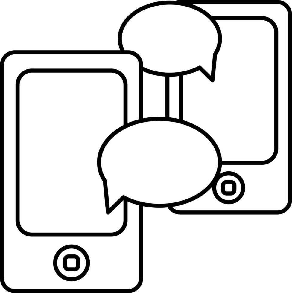 online chatten oder Handy, Mobiltelefon Botschaft Symbol im dünn Linie Kunst. vektor