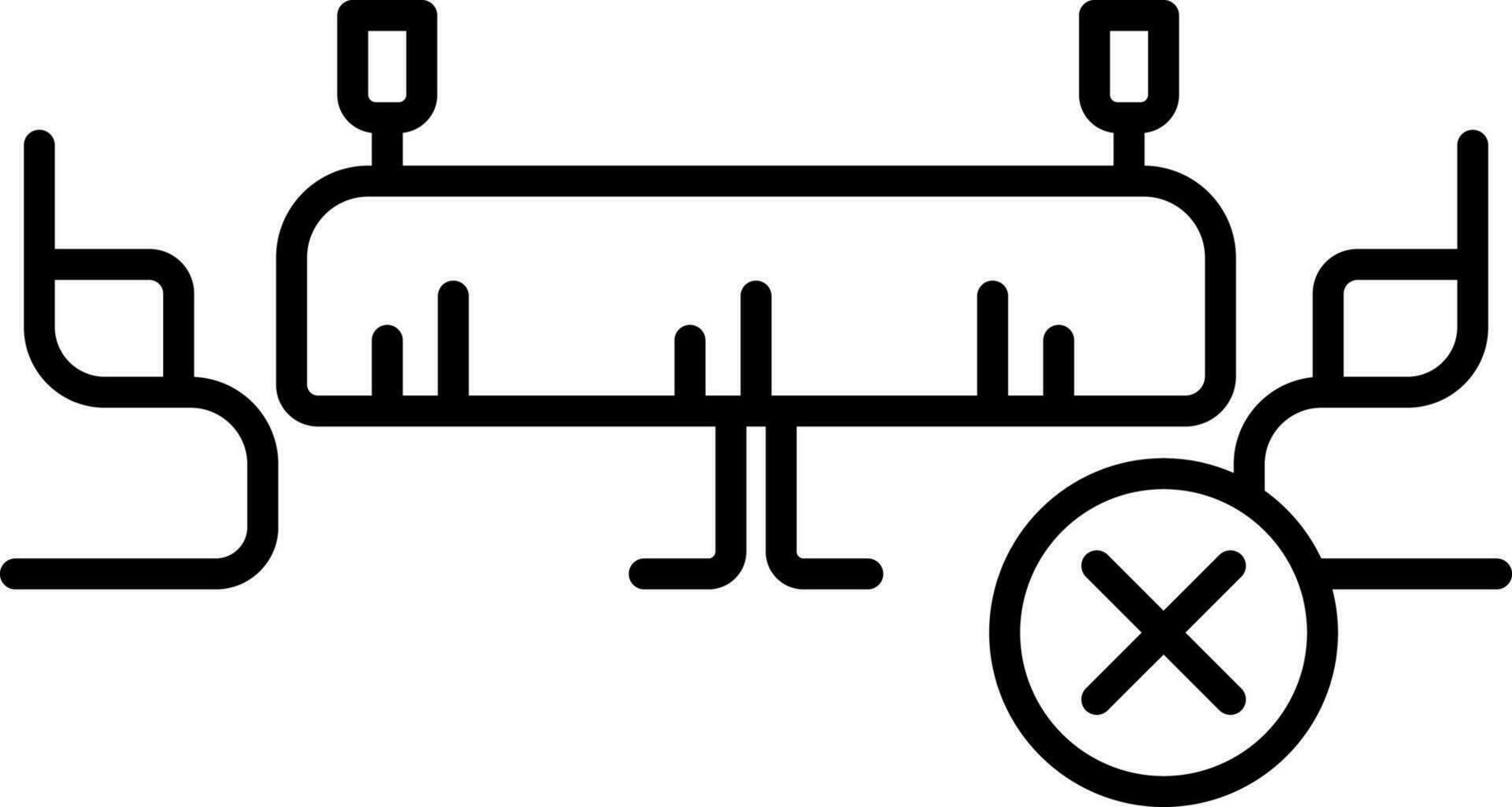 Linie Kunst Illustration von trinken Brille auf Tabelle mit Stühle Symbol zum schließen oder stornieren. vektor