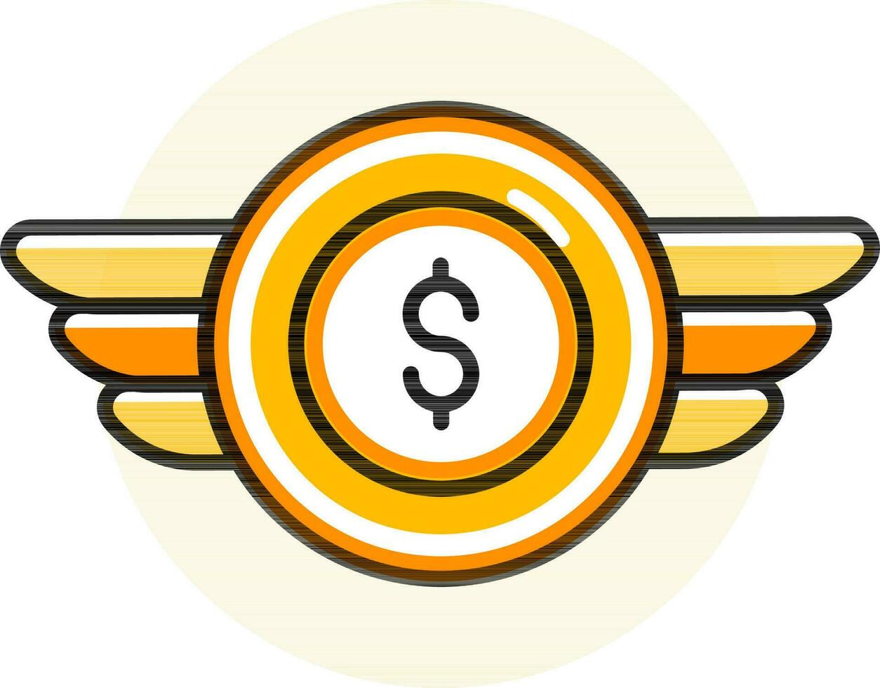 flygande pengar ikon i orange och svart Färg. vektor