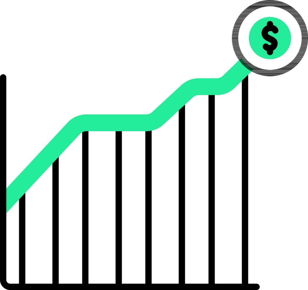 Geld finanziell wachsend Graph Diagramm Symbol im schwarz und Weiß Farbe. vektor