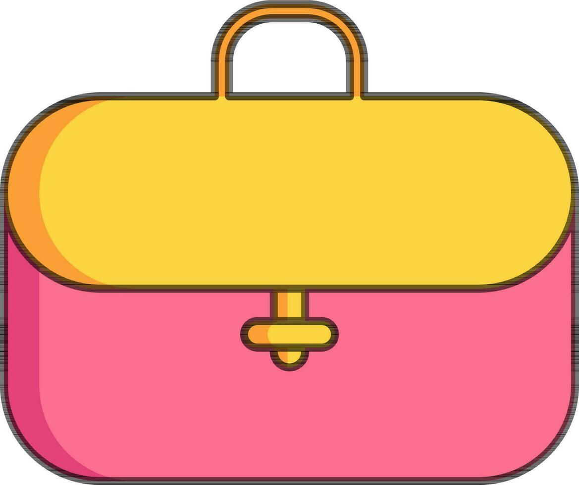 Aktentasche oder Büro Tasche Symbol im Rosa und Gelb Farbe. vektor