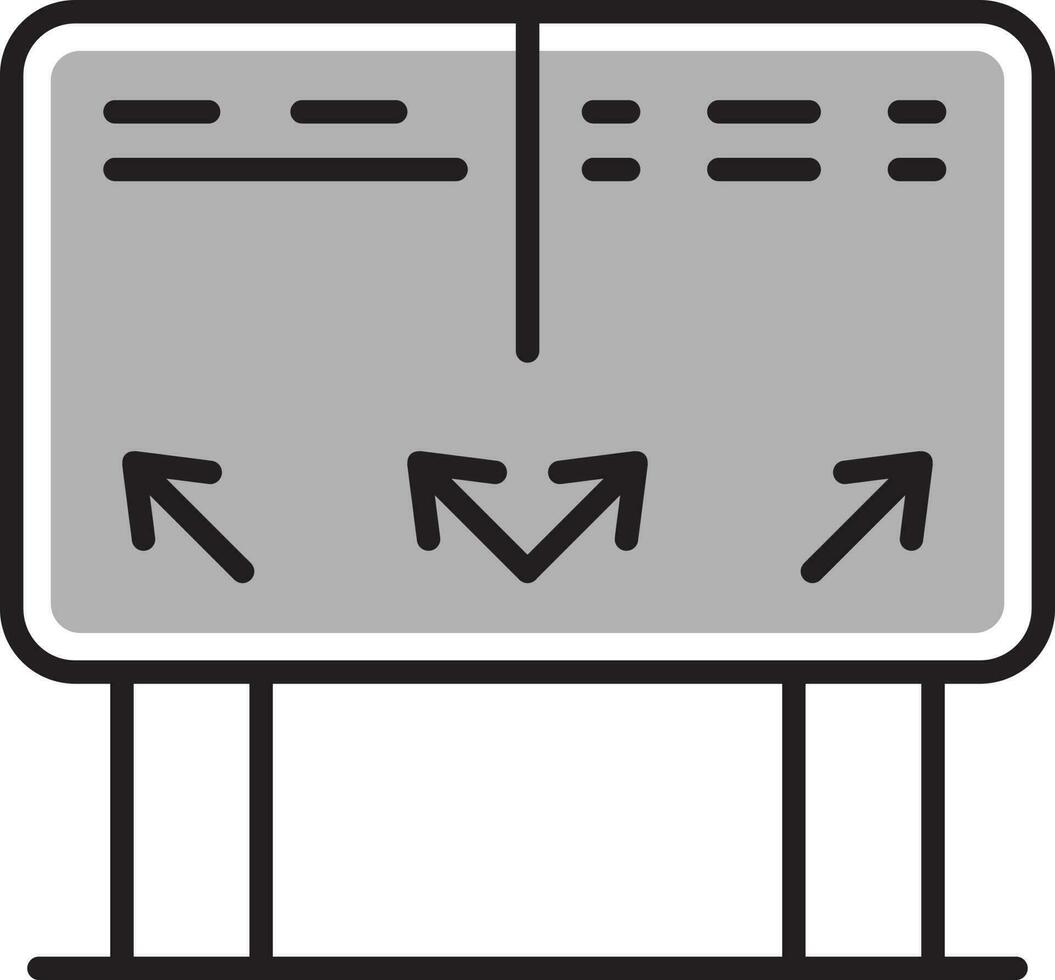 pil trafik riktning styrelse ikon i svart och grå Färg. vektor