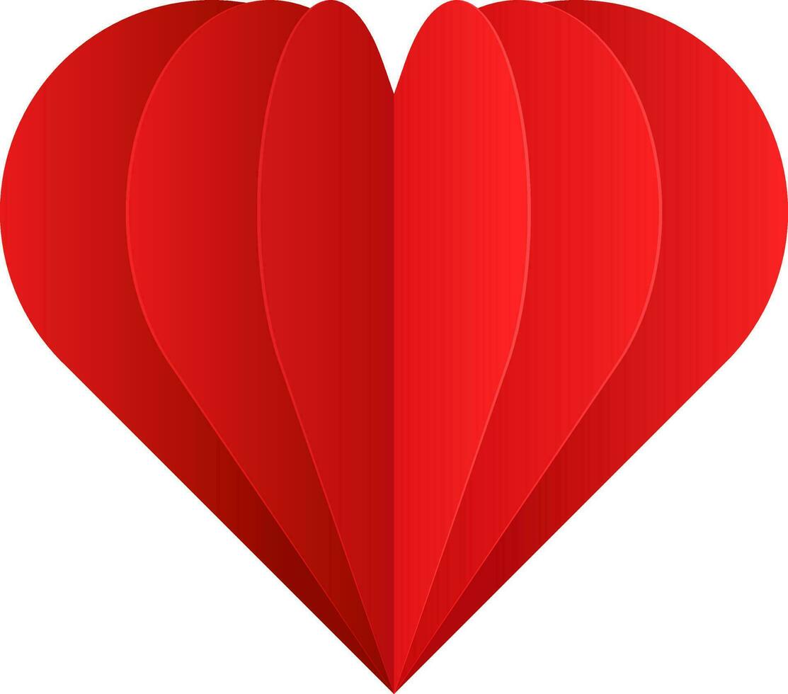röd papper skära hjärta form på vit bakgrund. vektor