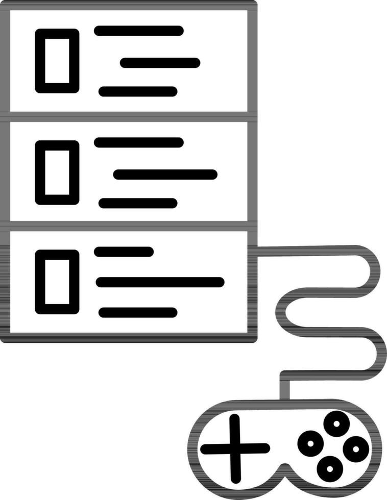 Gamepad mit Server Symbol im dünn Linie Kunst. vektor