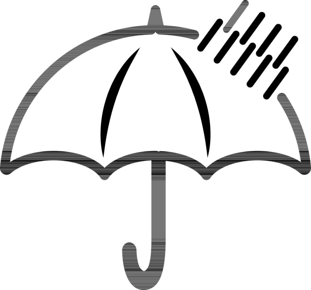Linie Kunst Regen mit Regenschirm Symbol im eben Stil. vektor