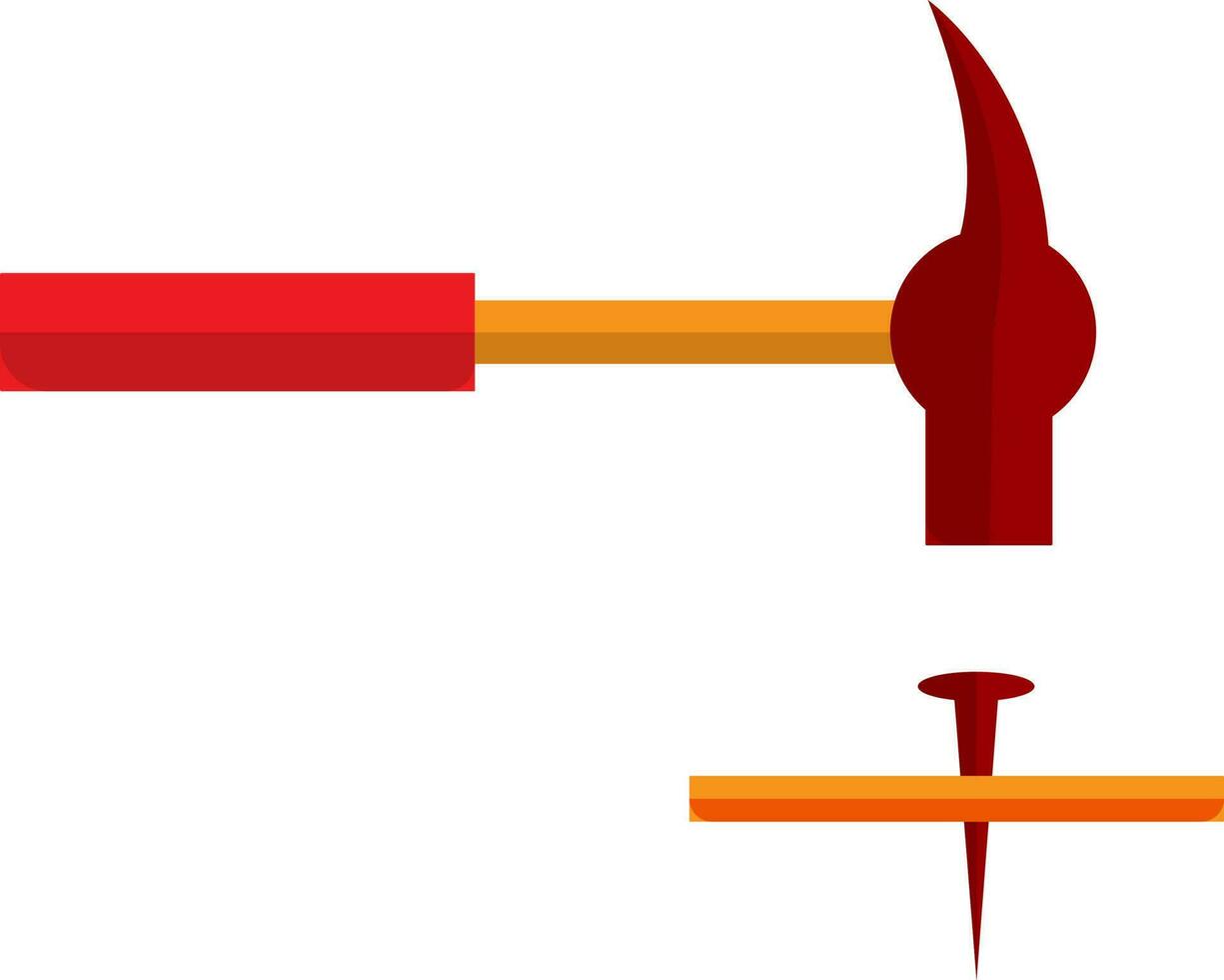 Orange Hammer und rot Nagel. vektor