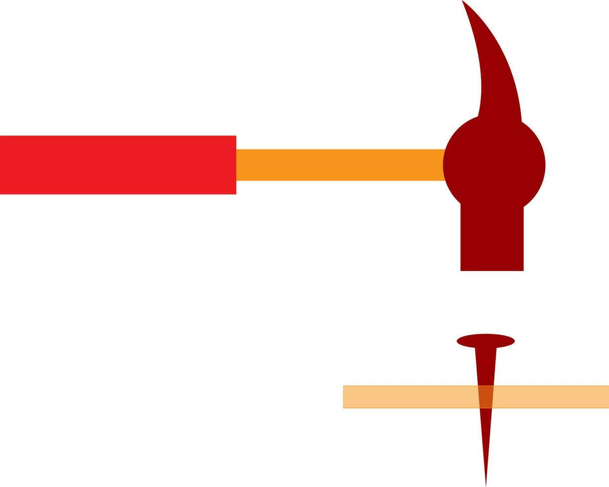 Orange Hammer und rot Nagel. vektor