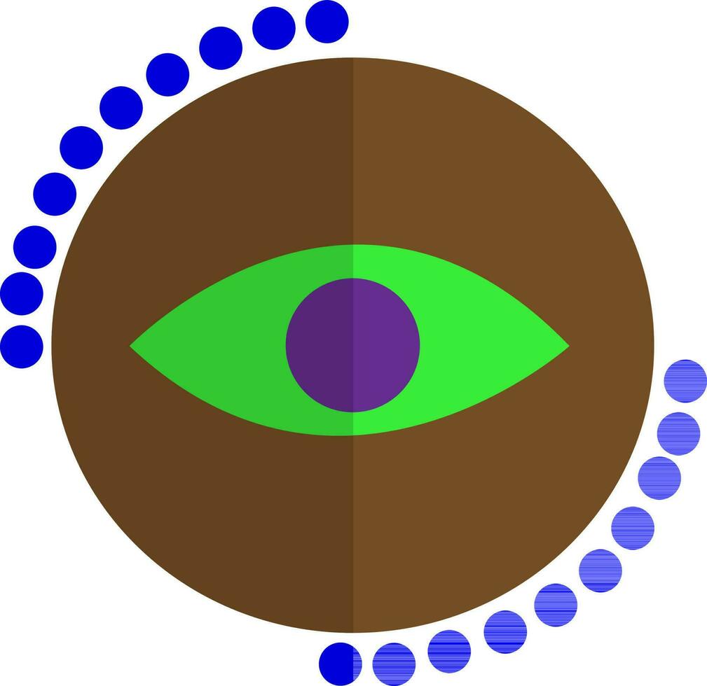 blå prickad dekorerad öga lins i grön och brun Färg. vektor