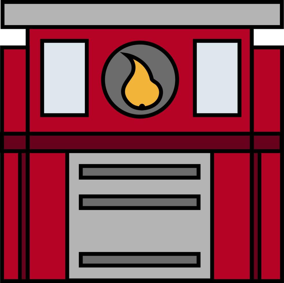 illustration av brand station i platt stil. vektor