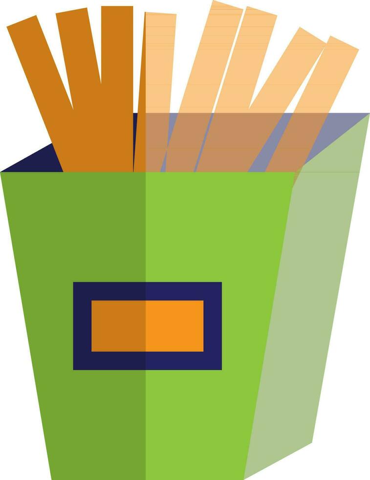 orange franska frites i grön låda. vektor
