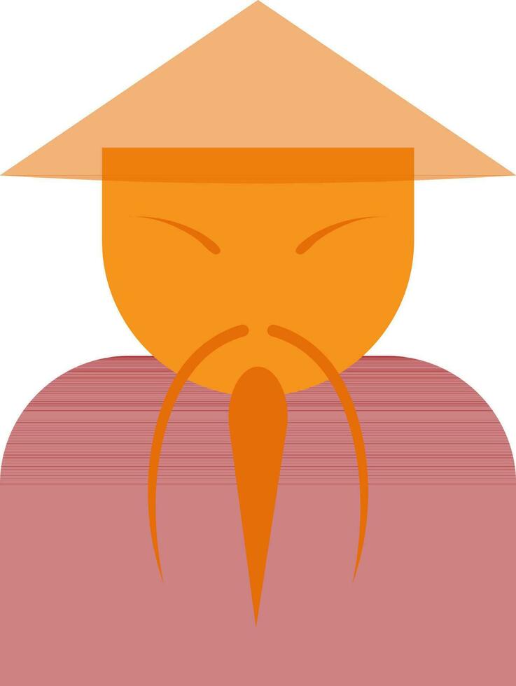 Charakter von ein Chinesisch Mann tragen Orange Deckel. vektor