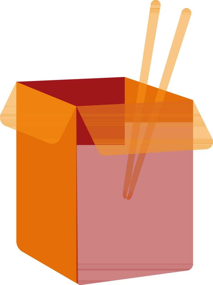 Orange Essen Box mit Essstäbchen. vektor